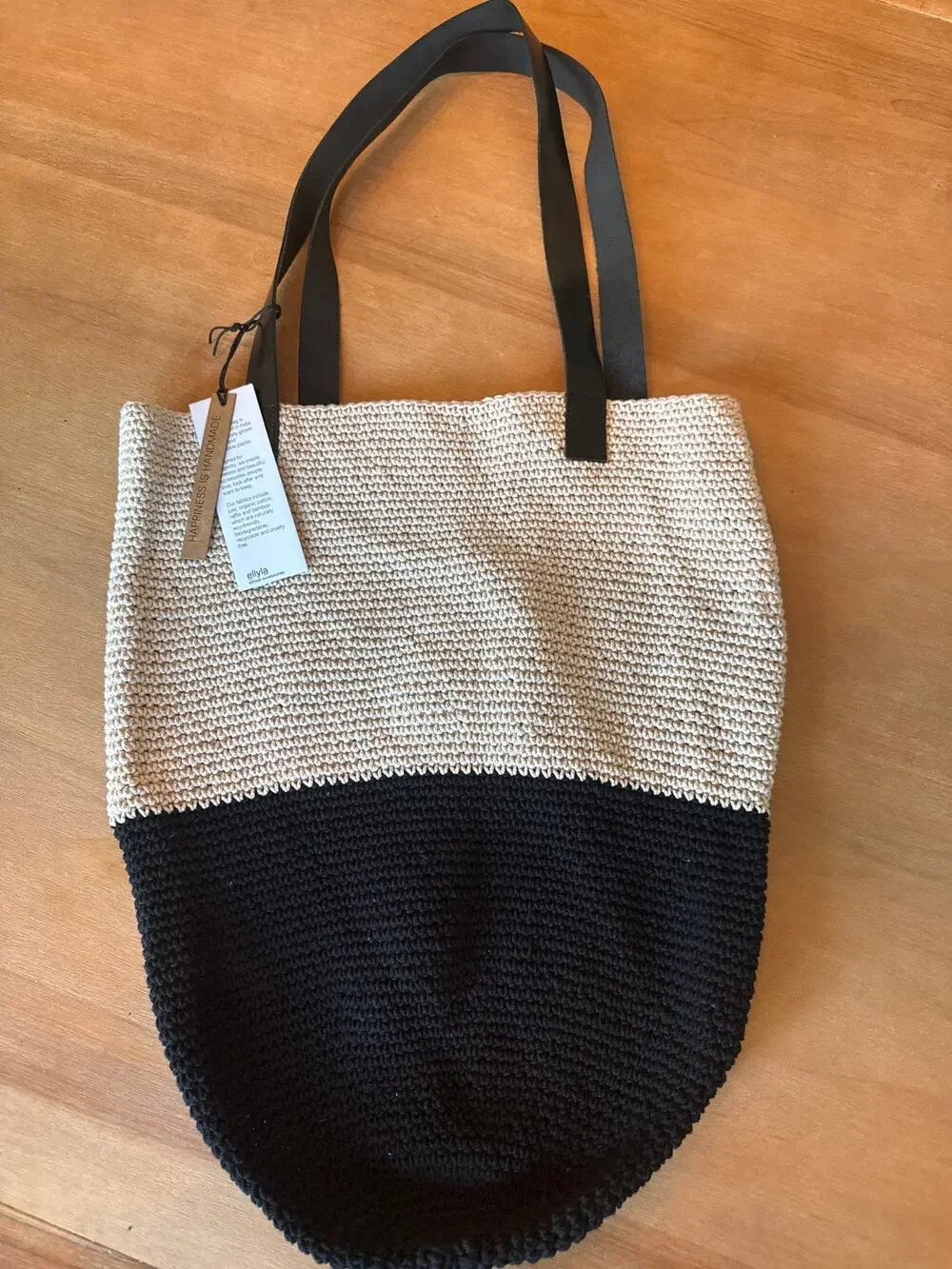 Allyla Lori Woven Shopping Bag organic cotton bamboo raffia hobo bag